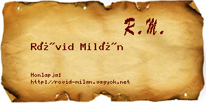 Rövid Milán névjegykártya